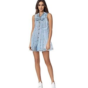Vintage Sasson Button Down Collard Sleeveless Denim Jean Romper Size 15 / 16